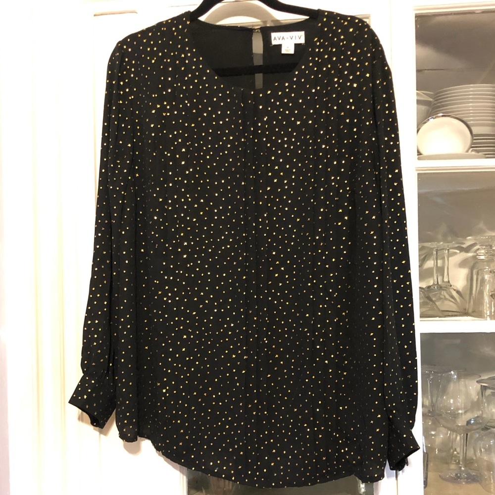 Sheer black and gold foil blouse